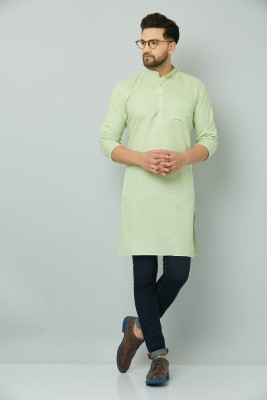 verizmo Men Solid Pathani Kurta(Green)