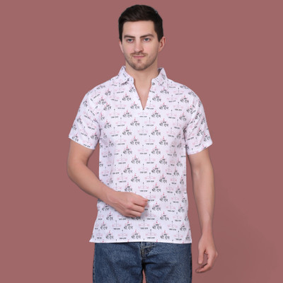 AXOLOTL Men Printed Straight Kurta(White)