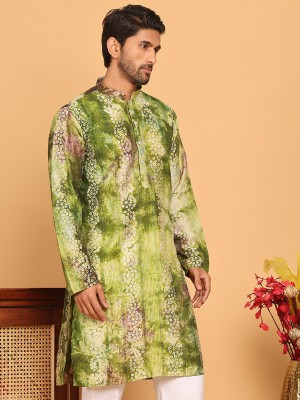 ANOUK Men Printed Straight Kurta(Dark Green)