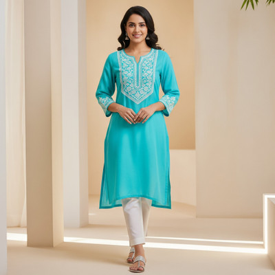 Sanskriti Women Abstract A-line Kurta(Beige)