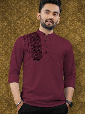 VeBNoR Men Solid Straight Kurta(Maroon)