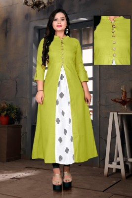 Tradenest International Women Printed A-line Kurta(Light Green)