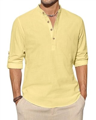 StyleBuzz Men Solid Straight Kurta(Yellow)