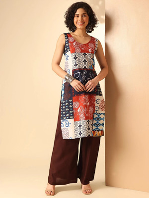 Maheshwari Women Printed A-line Kurta(Multicolor)