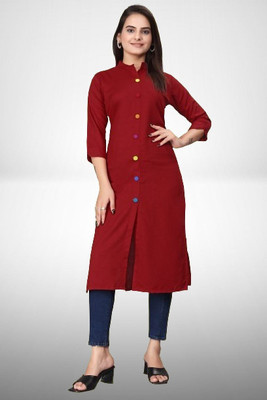 HouseOfCommon Women Printed Anarkali Kurta(Maroon)