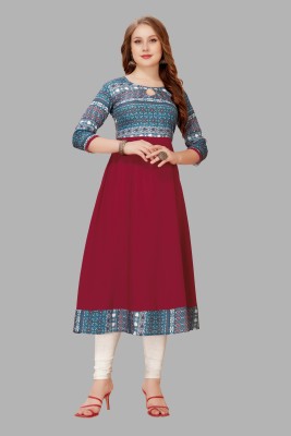 JAYANI FASHION Women Floral Print Anarkali Kurta(Maroon)