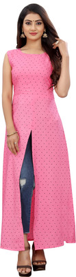 HOC's Women Printed A-line Kurta(Pink)