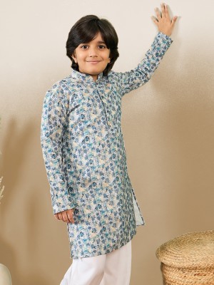 Sanwara Boys Embellished Straight Kurta(Green)