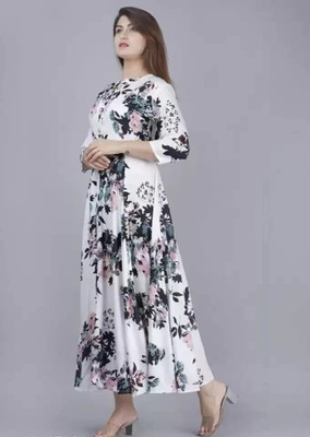 AnviTextile Women Printed Anarkali Kurta(Multicolor)
