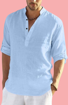 ZAKOD Men Solid Straight Kurta(Light Blue)