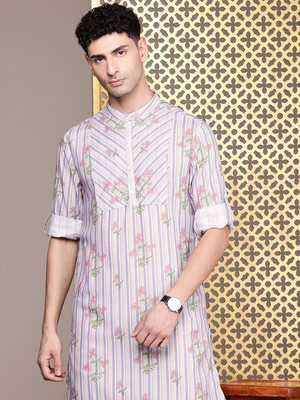 House of Pataudi Men Printed Straight Kurta(Multicolor)