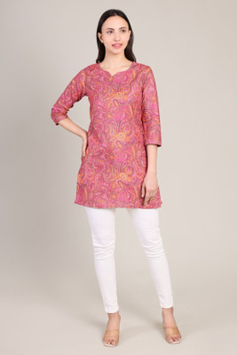 StyloQueen Women Printed A-line Kurta(Pink)