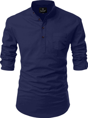 Nnc Men Solid Straight Kurta(Dark Blue)