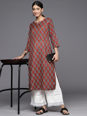 Varanga Women Printed Straight Kurta(Maroon)