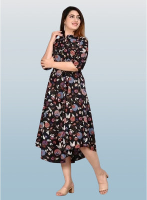 HOC's Women Embroidered Anarkali Kurta(Black)