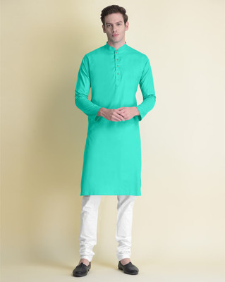 JENJEE FASHION Men Embroidered Straight Kurta(Light Green)