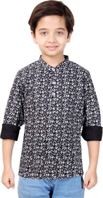 MADE IN THE SHADE Boys Printed Straight Kurta(Black)