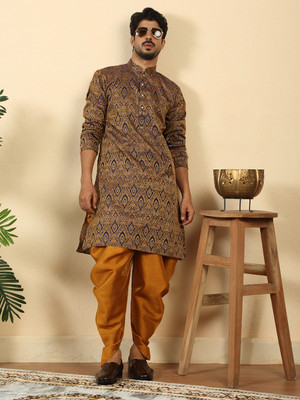 kraft india Men Paisley Straight Kurta(Blue)