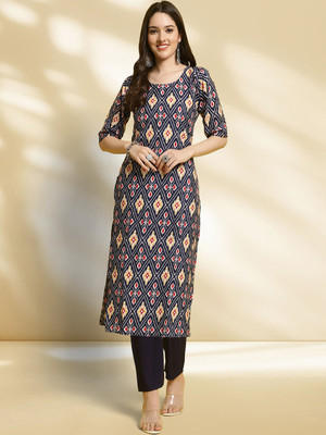 EthnicBasket Women Printed A-line Kurta(Blue)