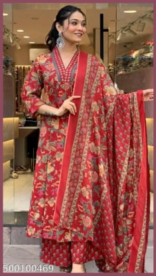 VANKAR Women Paisley A-line Kurta(Red)