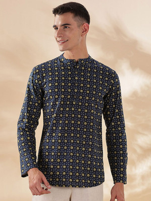 ANOUK Men Geometric Print Straight Kurta(Multicolor)