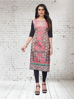 PREMVATIFAB Women Printed Anarkali Kurta(Grey)