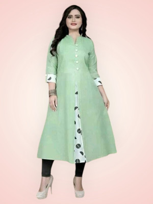 U CREATION Women Printed Straight Kurta(Light Green)