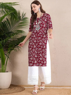 SZN Women Printed A-line Kurta(Purple)