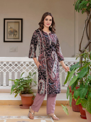 Anmi Floral Print Women Straight Kurta(Multicolor)