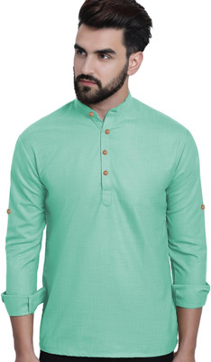 VIMASUTI Men Solid Straight Kurta(Silver)