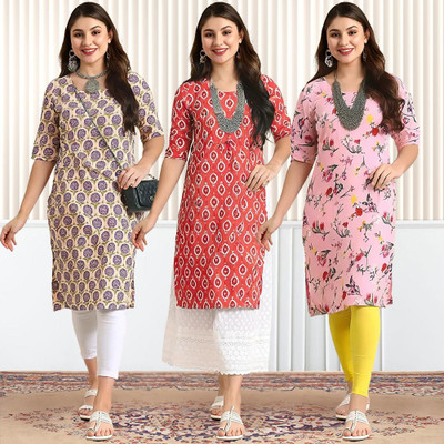 1 Stop Fashion Women Printed A-line Kurta(Multicolor)