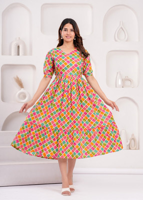 Madfury Women Printed Anarkali Kurta(Multicolor)