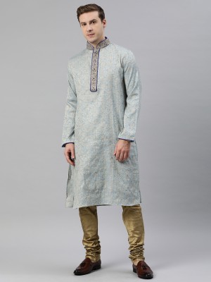 Manthan Men Embroidered Straight Kurta(Blue)