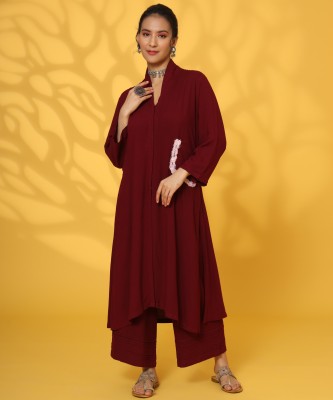 RAMAJIKK Women Solid Anarkali Kurta(Maroon)