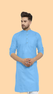The Fashion Outlets Men Solid A-line Kurta(Blue)