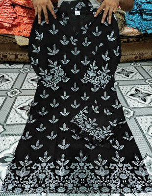 FARMAN COLLECTION Women Printed A-line Kurta(Black, White)
