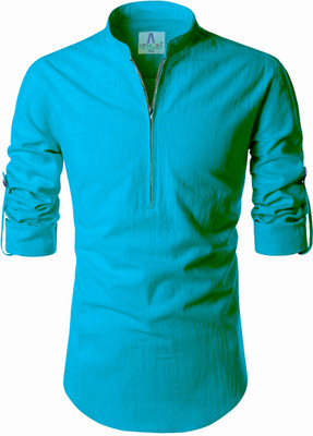 Apektra Men Solid A-line Kurta(Light Blue)