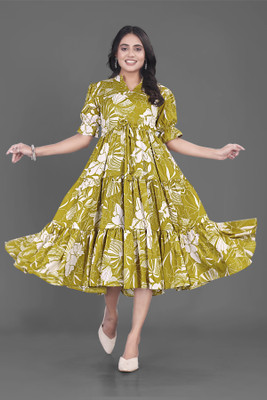 RUNAYA NX Women Printed Gown Kurta(Multicolor)