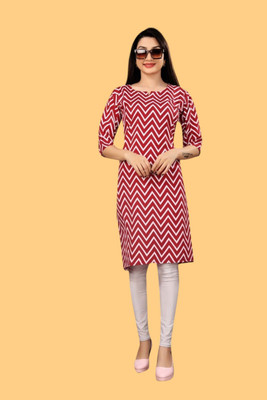 Tulsii Fab Women Printed Anarkali Kurta(Red)