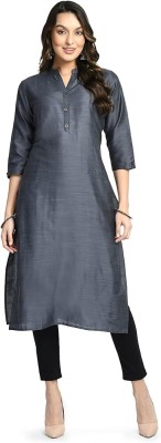 KHEMRAJSTORE Women Solid Straight Kurta(Grey)