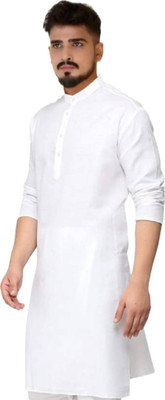 VINAARI Men Solid A-line Kurta(White)
