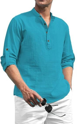 Vimal Star Men Solid Straight Kurta(Blue)