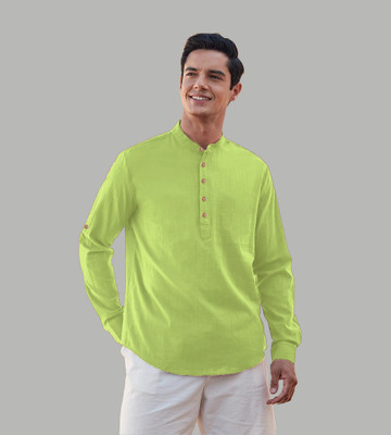 Navkanj Men Solid Straight Kurta(Light Green)