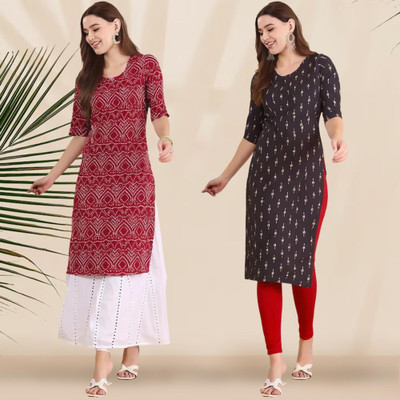 1 Stop Fashion Women Printed A-line Kurta(Multicolor)