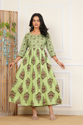 PRIYAGANI GARMENTS Women Self Design Anarkali Kurta(Light Green)