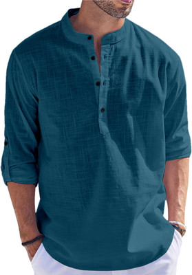 FOLGEN Men Solid Straight Kurta(Multicolor)
