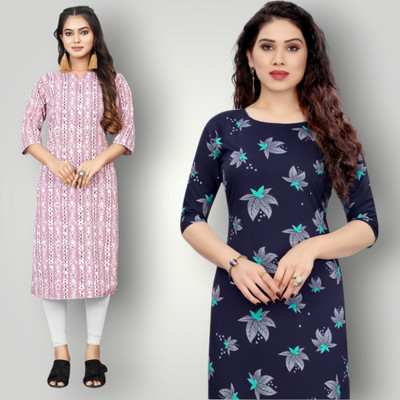 HouseOfCommon Women Self Design, Printed Straight Kurta(Multicolor)