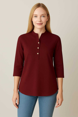AICOLLECTION Women Solid Tunic Kurta(Maroon)
