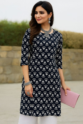 Deesu creation Women Printed Straight Kurta(Pink)