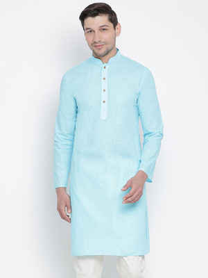 VASTRAMAY Men Solid Straight Kurta(Blue)